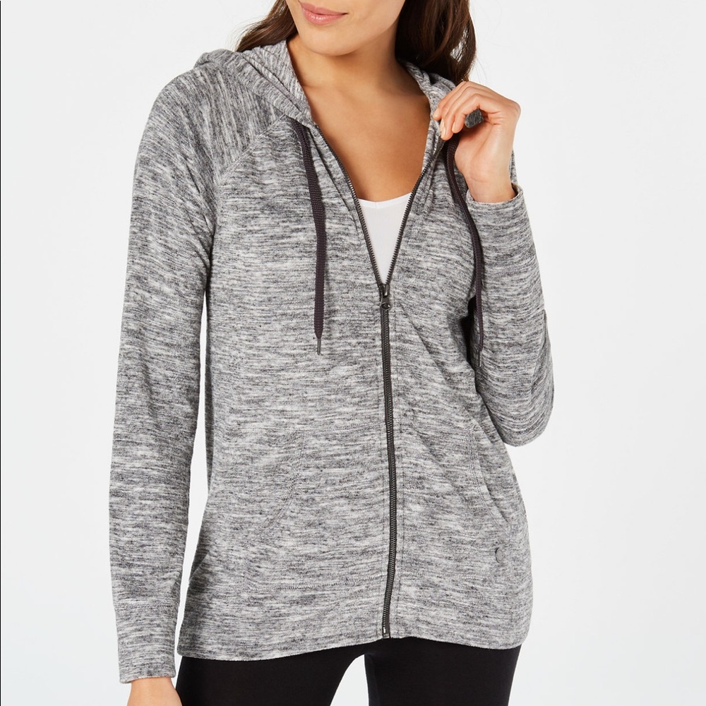 Ideology spaced dyed sip hoodie. NWT charcoal